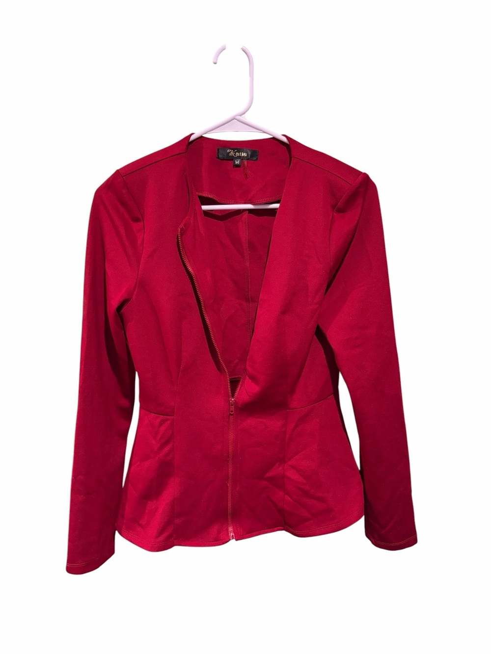 Katia Red Zip Front Peplum Jacket – Size Medium